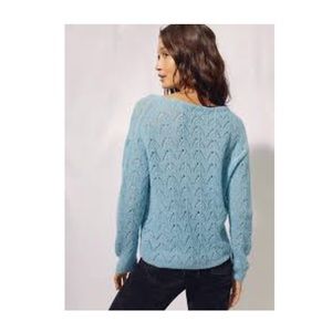 H&M Divided Light Blue Long Sleeve Pointelle Knit Sweater Size L